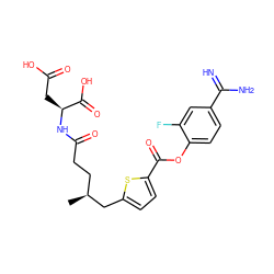 C[C@@H](CCC(=O)N[C@@H](CC(=O)O)C(=O)O)Cc1ccc(C(=O)Oc2ccc(C(=N)N)cc2F)s1 ZINC000144316879