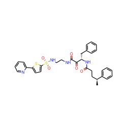 C[C@@H](CCC(=O)N[C@@H](Cc1ccccc1)C(=O)C(=O)NCCNS(=O)(=O)c1ccc(-c2ccccn2)s1)c1ccccc1 ZINC000026404026