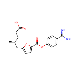 C[C@@H](CCC(=O)O)Cc1ccc(C(=O)Oc2ccc(C(=N)N)cc2)o1 ZINC000144380797