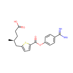 C[C@@H](CCC(=O)O)Cc1ccc(C(=O)Oc2ccc(C(=N)N)cc2)s1 ZINC000145974971