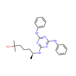 C[C@@H](CCCC(C)(C)O)Nc1nc(Nc2ccccc2)nc(Nc2ccccc2)n1 ZINC001772585062