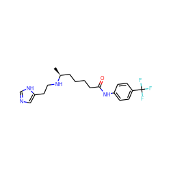 C[C@@H](CCCCC(=O)Nc1ccc(C(F)(F)F)cc1)NCCc1cnc[nH]1 ZINC000005115833