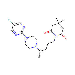 C[C@@H](CCCN1C(=O)CC(C)(C)CC1=O)N1CCN(c2ncc(F)cn2)CC1 ZINC000029462142