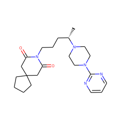 C[C@@H](CCCN1C(=O)CC2(CCCC2)CC1=O)N1CCN(c2ncccn2)CC1 ZINC000029414339