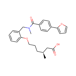 C[C@@H](CCCOc1ccccc1CN(C)C(=O)c1ccc(-c2ccco2)cc1)CC(=O)O ZINC001772647003