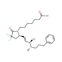 C[C@@H](CCCc1ccccc1)[C@H](O)/C=C/[C@H]1CC(F)(F)C(=O)N1CCCCCCC(=O)O ZINC000148807928