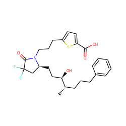 C[C@@H](CCCc1ccccc1)[C@H](O)CC[C@H]1CC(F)(F)C(=O)N1CCCc1ccc(C(=O)O)s1 ZINC000148775466