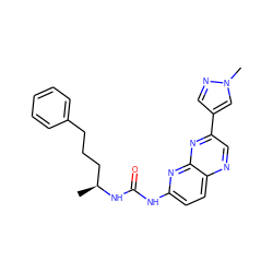 C[C@@H](CCCc1ccccc1)NC(=O)Nc1ccc2ncc(-c3cnn(C)c3)nc2n1 ZINC000169704090