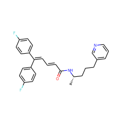 C[C@@H](CCCc1cccnc1)NC(=O)/C=C/C=C(c1ccc(F)cc1)c1ccc(F)cc1 ZINC000029488926