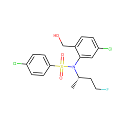 C[C@@H](CCF)N(c1cc(Cl)ccc1CO)S(=O)(=O)c1ccc(Cl)cc1 ZINC000028823209