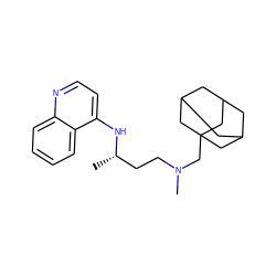 C[C@@H](CCN(C)CC12CC3CC(CC(C3)C1)C2)Nc1ccnc2ccccc12 ZINC001772613114