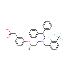 C[C@@H](CCN(Cc1cccc(C(F)(F)F)c1Cl)CC(c1ccccc1)c1ccccc1)Oc1cccc(CC(=O)O)c1 ZINC000049695187