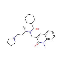 C[C@@H](CCN1CCCC1)N(Cc1cc2ccccc2n(C)c1=O)C(=O)C1CCCCC1 ZINC000058506226