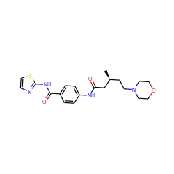 C[C@@H](CCN1CCOCC1)CC(=O)Nc1ccc(C(=O)Nc2nccs2)cc1 ZINC000299871155