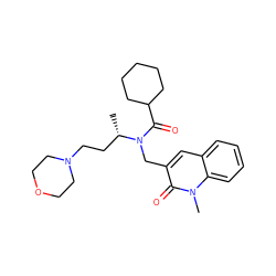 C[C@@H](CCN1CCOCC1)N(Cc1cc2ccccc2n(C)c1=O)C(=O)C1CCCCC1 ZINC000058506488