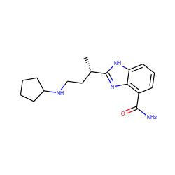 C[C@@H](CCNC1CCCC1)c1nc2c(C(N)=O)cccc2[nH]1 ZINC000040936759