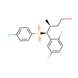 C[C@@H](CCO)[C@@H](c1cc(F)ccc1F)S(=O)(=O)c1ccc(Cl)cc1 ZINC000028520285