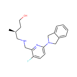 C[C@@H](CCO)CNCc1nc(N2Cc3ccccc3C2)ccc1F ZINC000261101118