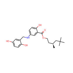 C[C@@H](CCOC(=O)c1cc(NCc2cc(O)ccc2O)ccc1O)CC(C)(C)C ZINC000001538060