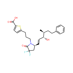 C[C@@H](CCc1ccccc1)[C@H](O)/C=C/[C@H]1CC(F)(F)C(=O)N1CCCc1ccc(C(=O)O)s1 ZINC000148756636