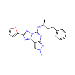 C[C@@H](CCc1ccccc1)Nc1nc2nn(C)cc2c2nc(-c3ccco3)nn12 ZINC000095578777