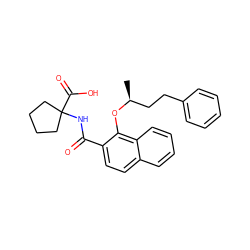 C[C@@H](CCc1ccccc1)Oc1c(C(=O)NC2(C(=O)O)CCCC2)ccc2ccccc12 ZINC000096170063