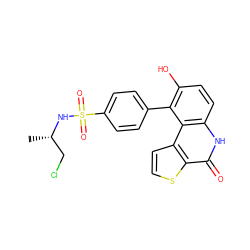 C[C@@H](CCl)NS(=O)(=O)c1ccc(-c2c(O)ccc3[nH]c(=O)c4sccc4c23)cc1 ZINC000165468153