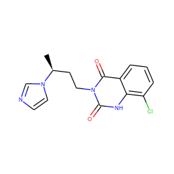 C[C@@H](CCn1c(=O)[nH]c2c(Cl)cccc2c1=O)n1ccnc1 ZINC000026381431