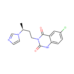 C[C@@H](CCn1c(=O)[nH]c2ccc(Cl)cc2c1=O)n1ccnc1 ZINC000026382615