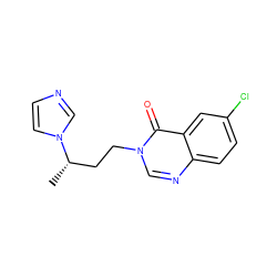 C[C@@H](CCn1cnc2ccc(Cl)cc2c1=O)n1ccnc1 ZINC000026381215