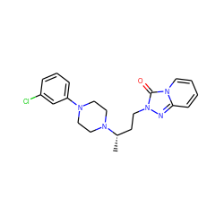 C[C@@H](CCn1nc2ccccn2c1=O)N1CCN(c2cccc(Cl)c2)CC1 ZINC000013782780