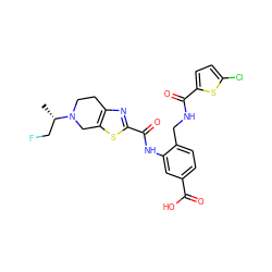 C[C@@H](CF)N1CCc2nc(C(=O)Nc3cc(C(=O)O)ccc3CNC(=O)c3ccc(Cl)s3)sc2C1 ZINC000073163682