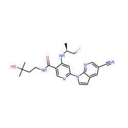 C[C@@H](CF)Nc1cc(-n2ccc3cc(C#N)cnc32)ncc1C(=O)NCCC(C)(C)O ZINC001772577728