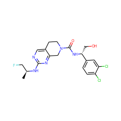 C[C@@H](CF)Nc1ncc2c(n1)CN(C(=O)N[C@H](CO)c1ccc(Cl)c(Cl)c1)CC2 ZINC000202125202