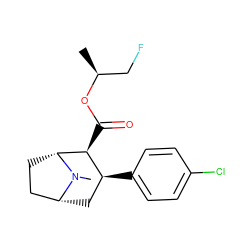 C[C@@H](CF)OC(=O)[C@H]1[C@@H](c2ccc(Cl)cc2)C[C@@H]2CC[C@H]1N2C ZINC000003972544