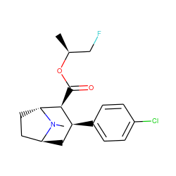 C[C@@H](CF)OC(=O)[C@H]1[C@@H](c2ccc(Cl)cc2)C[C@H]2CC[C@H]1N2C ZINC000101112165