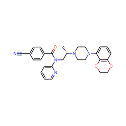 C[C@@H](CN(C(=O)c1ccc(C#N)cc1)c1ccccn1)N1CCN(c2cccc3c2OCCO3)CC1 ZINC000052626956