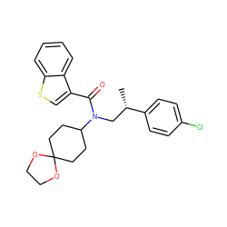 C[C@@H](CN(C(=O)c1csc2ccccc12)C1CCC2(CC1)OCCO2)c1ccc(Cl)cc1 ZINC000040891697