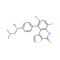 C[C@@H](CN(C)C)c1ccc(-c2c(O)cc(Cl)c3[nH]c(=O)c4sccc4c23)cc1 ZINC000149951092