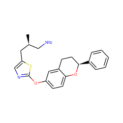 C[C@@H](CN)Cc1cnc(Oc2ccc3c(c2)CC[C@@H](c2ccccc2)O3)s1 ZINC000169710573