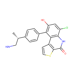 C[C@@H](CN)c1ccc(-c2c(O)cc(Cl)c3[nH]c(=O)c4sccc4c23)cc1 ZINC000165039073