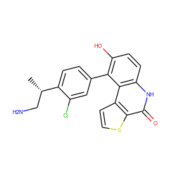 C[C@@H](CN)c1ccc(-c2c(O)ccc3[nH]c(=O)c4sccc4c23)cc1Cl ZINC000150013081