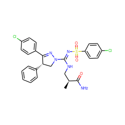 C[C@@H](CN/C(=N\S(=O)(=O)c1ccc(Cl)cc1)N1C[C@H](c2ccccc2)C(c2ccc(Cl)cc2)=N1)C(N)=O ZINC000095579987