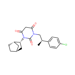 C[C@@H](CN1C(=O)CC(=O)N([C@@H]2C[C@H]3CC[C@H]2C3)C1=O)c1ccc(Cl)cc1 ZINC000299847596