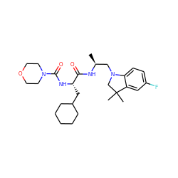 C[C@@H](CN1CC(C)(C)c2cc(F)ccc21)NC(=O)[C@H](CC1CCCCC1)NC(=O)N1CCOCC1 ZINC000014972024