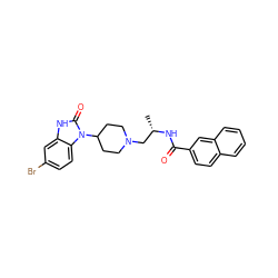 C[C@@H](CN1CCC(n2c(=O)[nH]c3cc(Br)ccc32)CC1)NC(=O)c1ccc2ccccc2c1 ZINC000045506128