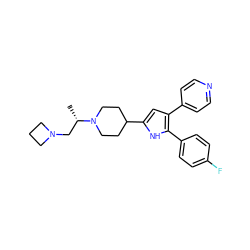 C[C@@H](CN1CCC1)N1CCC(c2cc(-c3ccncc3)c(-c3ccc(F)cc3)[nH]2)CC1 ZINC000029125808