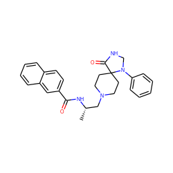 C[C@@H](CN1CCC2(CC1)C(=O)NCN2c1ccccc1)NC(=O)c1ccc2ccccc2c1 ZINC000040394700