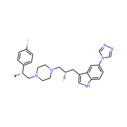 C[C@@H](CN1CCN(C[C@@H](F)Cc2c[nH]c3ccc(-n4cnnc4)cc23)CC1)c1ccc(F)cc1 ZINC000022931017