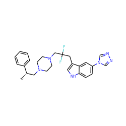 C[C@@H](CN1CCN(CC(F)(F)Cc2c[nH]c3ccc(-n4cnnc4)cc23)CC1)c1ccccc1 ZINC000022931032